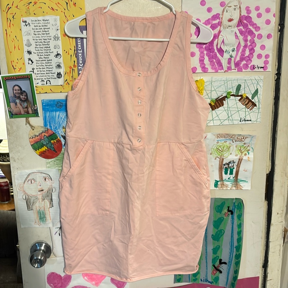 Pink dress with pockets cotton